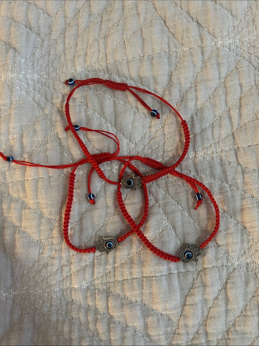 Red Hamsa Charm Braided Bracelet - Unbranded